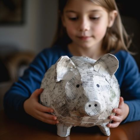 Paper Mache Piggy Bank Craft for Kids | DLTK's Crafts for Kids Diy Piggy Bank For Kids, Homemade Piggy Bank, Paper Mache Projects For Kids, Paper Mache Kids, Homemade Piggy Banks, Piggy Bank Craft, Paper Mache Crafts For Kids, Money Pig, Piggy Bank Diy