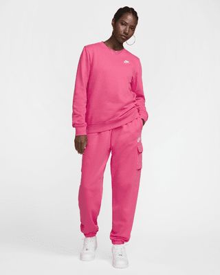 Pink Nike Sweat, Pink Fleece Crew Neck Sweats, Pink Hoodie Sweats Sportswear, Pink Fleece Sweats Sportswear, Pink Crew Neck Sporty Sweatshirt, White Style, Nike Sportswear, Cold Weather, Nike Women