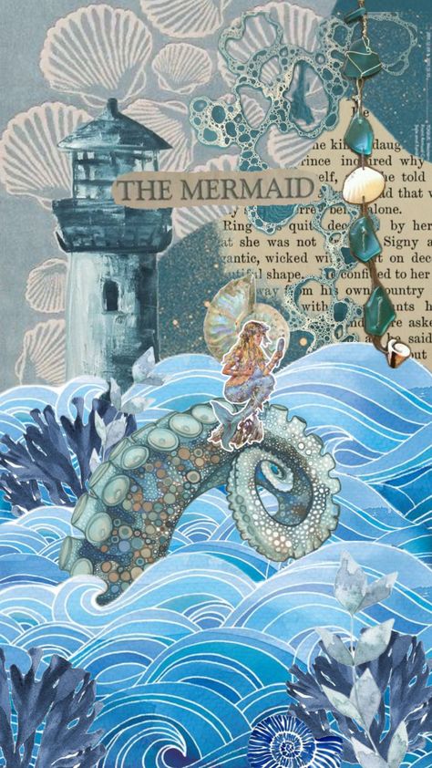 ocean, sea #mermaid #ocean #sea Sea Collage Art, Seaberry Delight, Sea Mythology, Under The Sea Images, Drawing Group, Mermaid Wallpaper, College Wallpaper, Mermaid Wallpapers, Mermaid Core