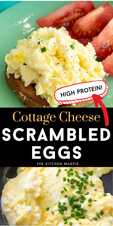 Scrambled Egg with Cottage Cheese Eggs With Cottage Cheese Scrambled, Eggs With Cottage Cheese, Cheese Eggs Recipe, Cottage Cheese Scrambled Eggs, Homestyle Recipes, Egg Brunch Recipes, Cottage Cheese Breakfast, Scrambled Eggs With Cheese, Air Fryer Recipes Appetizers