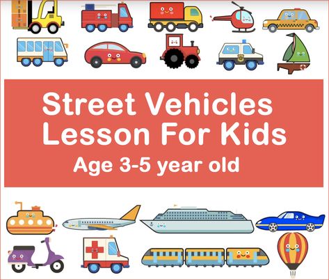 In this video, kids learn about the different types of vehicles. A simple educational video for kids, teacher and parents. Types Of Vehicles Preschool, Vehicles Preschool, Kids Preschool Learning, Types Of Vehicles, Baby Play Activities, Happy Sunshine, Types Of Vehicle, Lessons For Kids, Play Activities