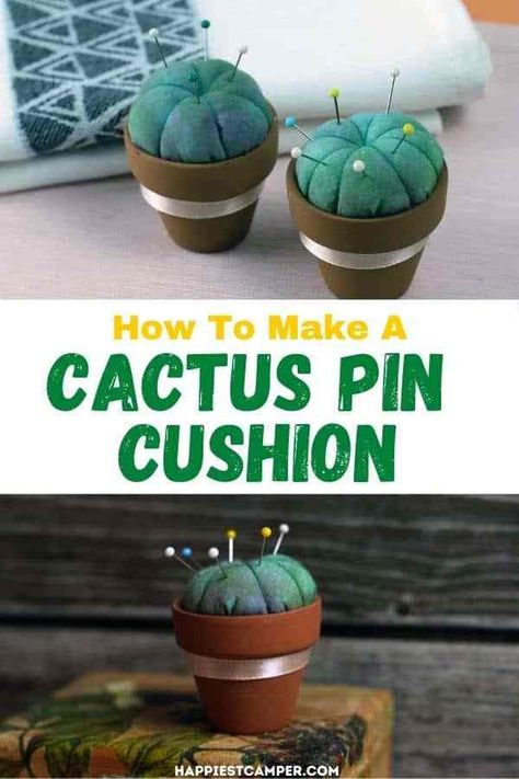 Jar Pin Cushion Diy, Cactus Pin Cushion Pattern, Home Made Pin Cushions, Easy Pin Cushion, Diy Pin Cushions Easy Ideas, Cute Pin Cushion Ideas, Easy Pin Cushions To Make, How To Make A Pin Cushion, Pin Cushions To Make