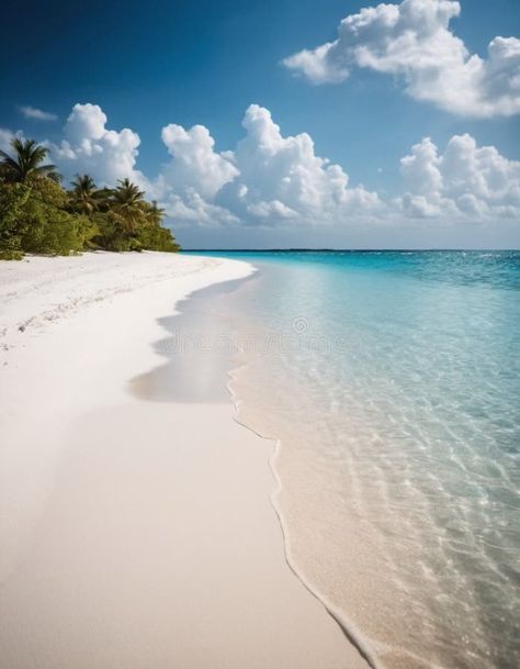 Breathtaking view of pristine white sand beach in Maldives. Turquoise waters of Indian Ocean lap gently at shore stock photography Resort Beach, Beach Design, 2025 Vision, Turquoise Water, White Sand Beach, White Sand, Indian Ocean, Vacation Destinations, Blue Water