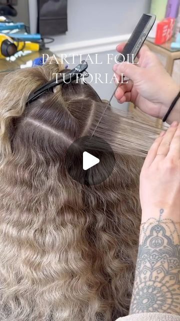 Framar on Instagram: "PARTIAL FOIL TUTORIAL ✨  @hosfordhair using @framar’s Sage foil, Big Daddy brush, and Super Sectioner clips 🩷" How To Foil Hair, Partial Foil Placement, Partial Foil, Dream Salon, Hair Foils, Hairstyles Inspiration, Aveda Hair, Hair Techniques, March 5