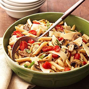 Roasted Tomato and Mushroom Pasta Salad Herbed Tomatoes, Diy Dressings, Pasta Side Dishes Easy, Fall Potluck, Bow Tie Pasta Recipe, Lite Recipes, Healthy Pasta Salad Recipes, Tasty Salads, Fall Pasta