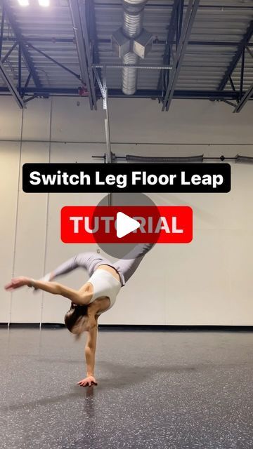 Dylan Ratzlaff on Instagram: "When learning this, here are some tips to think about   - drive your hips up! Give yourself as much airtime as possible  - Keep your supporting shoulder over top of your wrist  Step 1 : Floor leap with bent knees and landing back on the floor Step 2 : Floor leap adding straight legs  Step 3 : Try to land on your feet instead of your knees. Drive your hips up to get more height. Really push off of your supporting leg.  Step 4 : Practice switching in front of your first leg.  step 5: Combine the floor leap to your feet and the switch leg." How To Do A Switch Leap, Dylan Ratzlaff, Dancer Tips, Dance Leaps, Acro Tricks, Front Walkover, Floor Work, Gymnastics Skills, School Gym