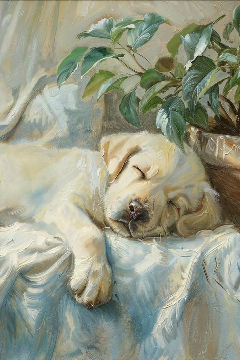 Adorable Sleeping Labrador Puppy Print - Nursery Decor, Dog Lover Gift Labrador Art Dog Paintings, Labrador Artwork, Puppy Painting, Idea Paint, Puppy Fever, Labrador Retriever Puppy, Dog Portraits Painting, Art Maker, Labrador Art