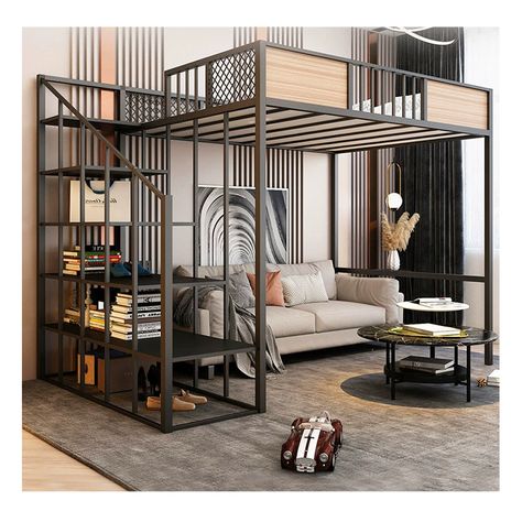 Log Cabin Tiny House, Adult Loft Bed, Adult Bunk Beds, Single Queen, Tiny House Community, Metal Bed, Metal Bed Frame, Metal Beds, Modern Branding