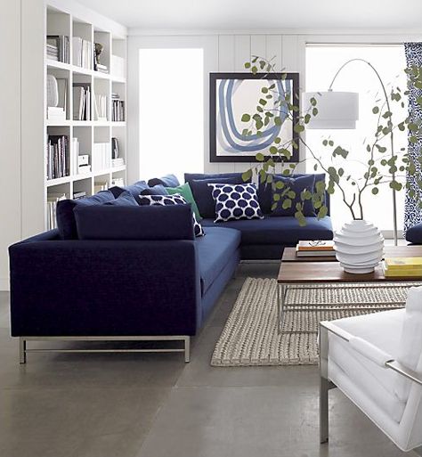 Indigo is "In"! - Driven by Decor Blue Sectional, Blue Couches, Modern Sofa Sectional, Blue Living Room, Modern Sectional, New Living Room, A Living Room, Design Living, Design Case