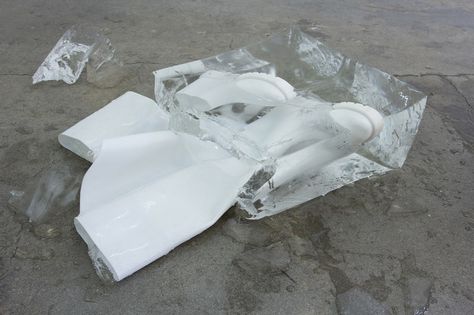 This designer is freezing his clothes in blocks of ice | Dazed Ice Still Life Photography, Ice Structure, Ice Installation Art, Ice Photography Cubes, Diamond Ice Sculpture, Space Project, His Clothes, Frozen Art, Ice Blocks