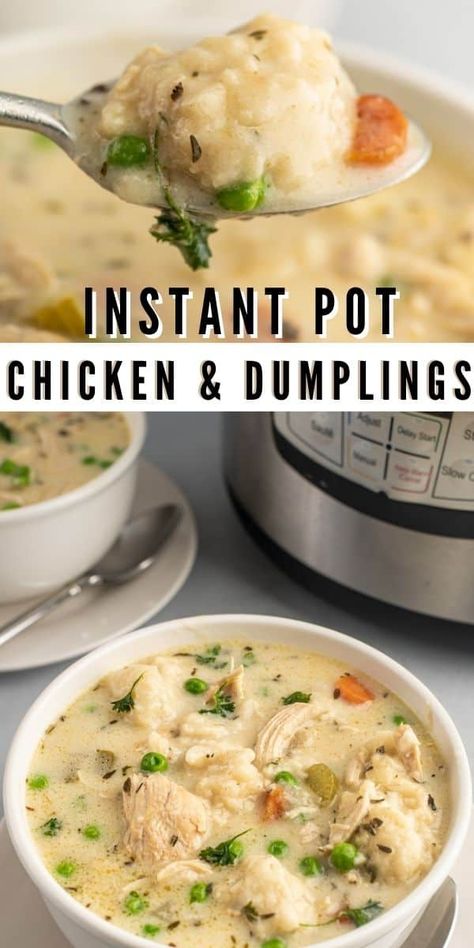 Instapot Chicken And Dumplings, Instant Pot Chicken And Dumplings, Homemade Chicken And Dumplings, Dumpling Soup, Pantry Ingredients, Canned Biscuits, Pressure Cooker Chicken, Instant Pot Soup, Comfort Food Recipes Dinners