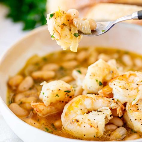 Lemony Shrimp and Bean Stew Lemony Shrimp Bean Stew, Lemony Shrimp And Bean Stew Recipe, Shrimp And Bean Stew, Recipes Using Shrimp Stock, Shrimp And White Bean Stew, Lemony Shrimp And Bean Stew Nyt, Lemony Shrimp And Bean Stew, Shrimp And Beans, Shrimp Parmesan Pasta