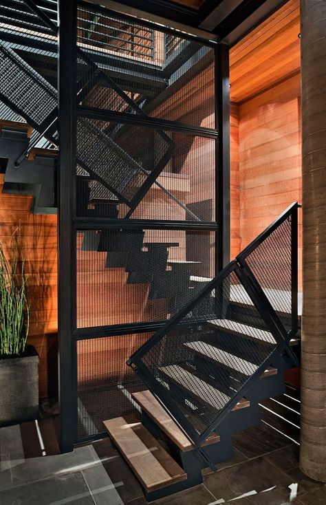 Flood-Proof House by Studio Peek Ancona | HomeDSGN, a daily source for inspiration and fresh ideas on interior design and home decoration. Flood Proof House, Exterior Stairs, Metal Stairs, Wooden Steps, Stair Handrail, Lan Can, Interior Stairs, Modern Staircase, Metal Building Homes