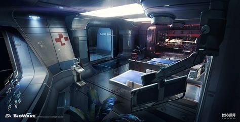 ArtStation - MEA_Tempest Med Bay, Ken Fairclough Mass Effect Andromeda, Tomorrow Land, Environment Painting, Spaceship Interior, Sci Fi Environment, Space Games, Control Panels, Futuristic Art, Education Design