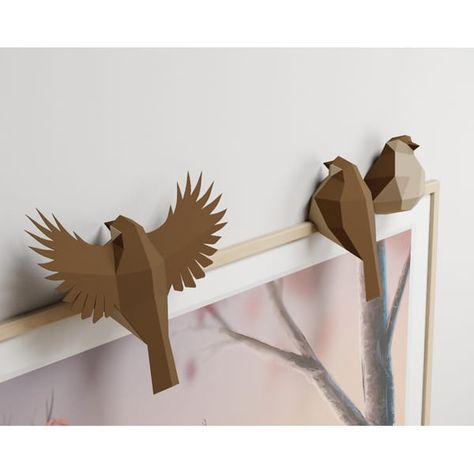 Bird Paper Craft, Paper Beads Template, Bird Template, Frame 3d, Cardboard Sculpture, Origami 3d, Paper Birds, Paper Illustration, Papel Mache