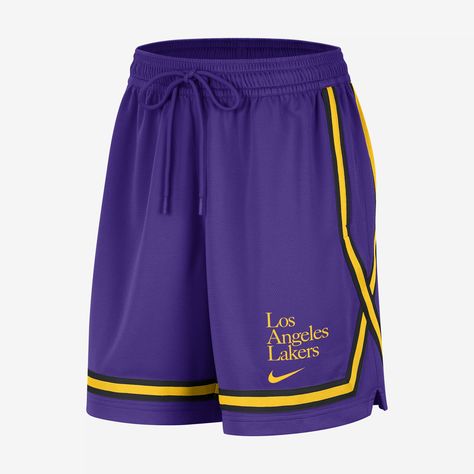 It's your game, and there's never been a better time to play. The Nike Fly Crossover Shorts are wider through the legs and hips, with a secure and comfortable waist and an optimal inseam length. With sweat-wicking technology to help keep you dry, they have everything to help you fly. Crossover Shorts, Graphic Shorts, Nba Store, Team Gear, Basketball Girls, Nike Purple, Basketball Shorts, Nba Basketball, Los Angeles Lakers