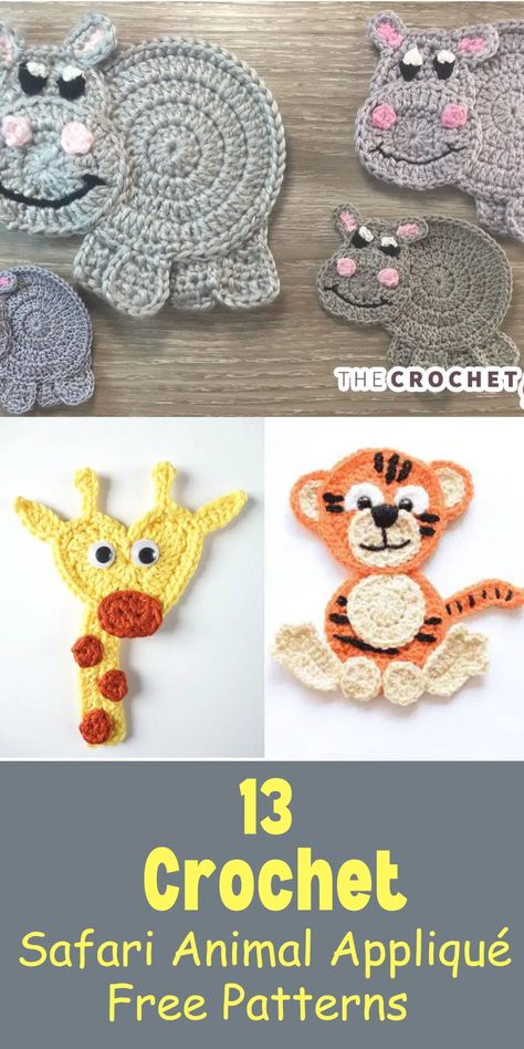 Get ready to embark on a crochet safari adventure with our collection of free animal appliqué patterns! Add a touch of wildlife to your next crochet project. From lions to giraffes, each pattern is easy to follow and customize to your liking. Whether you're making a baby blanket or a fun accessory, these crochet animal appliqués are sure to delight.  crochet animal applique/patterns/free/designs/lions/giraffes/baby blanket/crochet project Crochet Lamb Applique Free Pattern, Crochet Animal Applique Patterns Free, Crochet Animal Applique Patterns, Crochet Applique Patterns Free Animal, Animal Applique Templates, Animal Applique Patterns, Crochet Animal Applique, Applique Patterns Free, Crochet Applique Patterns