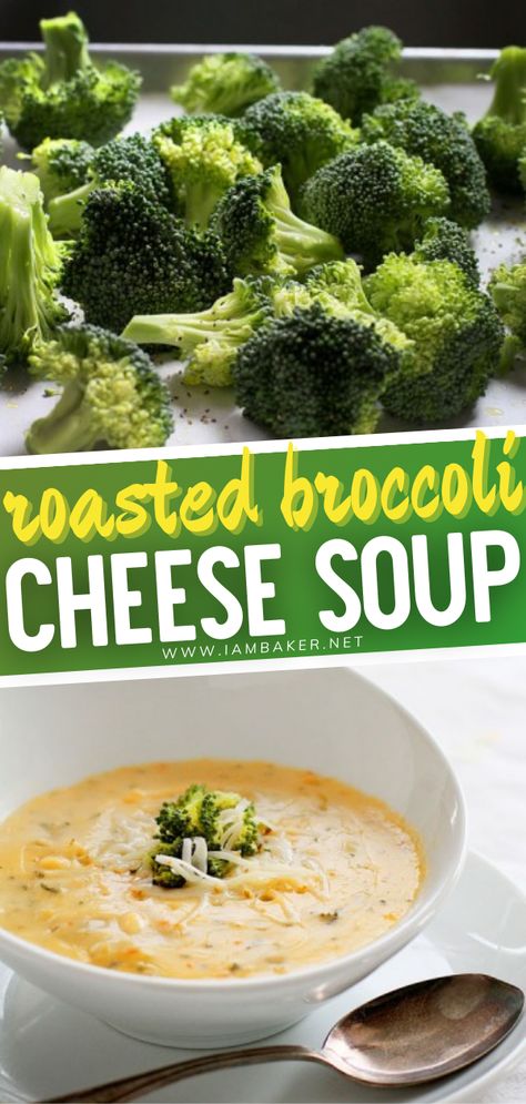 A fun way for picky eaters to munch on some veggies? Simple: cheese. Try this Roasted Broccoli Cheese Soup.The roasted broccoli gives it an amazing extra layer of texture and flavor. You can make different variations of this delish soup and they make some pretty good leftovers too. Pin this! Roasted Broccoli And Cheddar Soup, Roasted Broccoli And Cheese Soup, Roasted Broccoli Cheese Soup, Roasted Broccoli Soup Recipes, Roasted Broccoli Soup, Easy Broccoli Soup, Hearty Winter Recipes, Best Broccoli Cheese Soup, The Best Broccoli