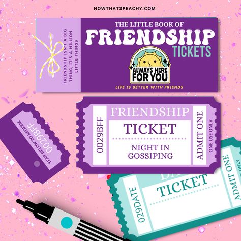 FRIENDSHIP TICKET Voucher Book Printable Download Anti Valentines Day coupons Best Friend BFF girlfriend love fun bestie gift Friends gifts Valentines Day Coupons, Admit One Ticket, Anti Valentines, Anti Valentines Day, Friend Bff, Graphic Ideas, Office Prints, Raffle Tickets, Printable Books