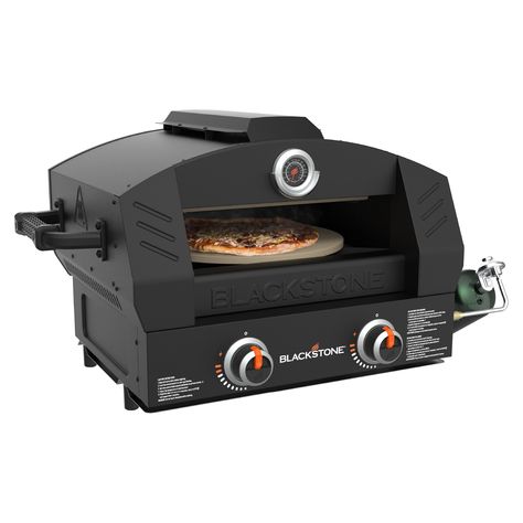 The Blackstone Tabletop Pizza Oven with 15 Cordierite Stones is perfect for any backyard tailgate or outdoor adventure. The patented 2-stone technology with one stone on top and another on the bottom means you don t have to continually turn the pizza as it bakes unlike a traditional pizza oven. Just rotate the pizza once halfway through baking for a more consistent bake. The heat-retaining door on the front allows for evenly baked crust and toppings every time. Tabletop Pizza Oven, Propane Pizza Oven, Outdoor Gas Pizza Oven, Portable Pizza Oven, Portable Oven, Gas Pizza Oven, Pizza Maker, New Pizza, Grill Oven