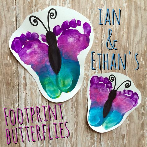 Flower Footprint Crafts, Cute Handprint Crafts, May Art For Toddlers, Infant Spring Crafts Daycare, May Toddler Crafts, Monthly Footprint Art, Spring Art Infants, April Artwork For Toddlers, Spring Footprint Art For Infants