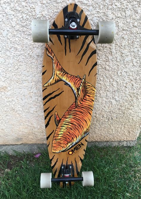 Tiger shark skateboard 🖤 Tiger Skateboard, Shark Skateboard, Tiger Shark, Surf Style, Skateboard, Quick Saves