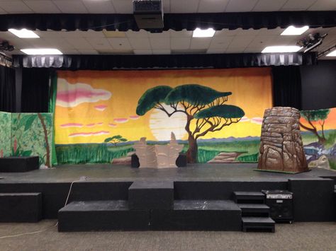 Eleazar_art the Lion King Jr backdrop is finally up. I must say it’s such a great feeling having it up finally starting from the initial design. Lots of work and help from parent volunteers a... Lion King Play, Lion King Show, Lion King Costume, Lion King Musical, Lion King Jr, Lion King Broadway, Lion King Party, Lion King Baby Shower, Play Props