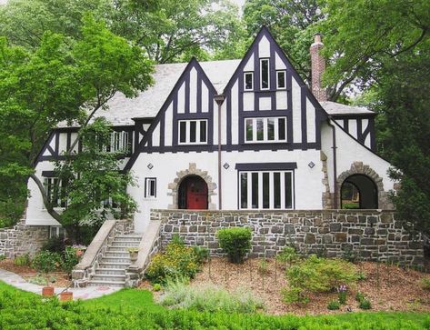 Tudor Inspiration Tudor House Exterior, 1920 House, English Tudor Homes, German Houses, Storybook Homes, Tudor Revival, Revival Architecture, House Restoration, Tudor Style Homes