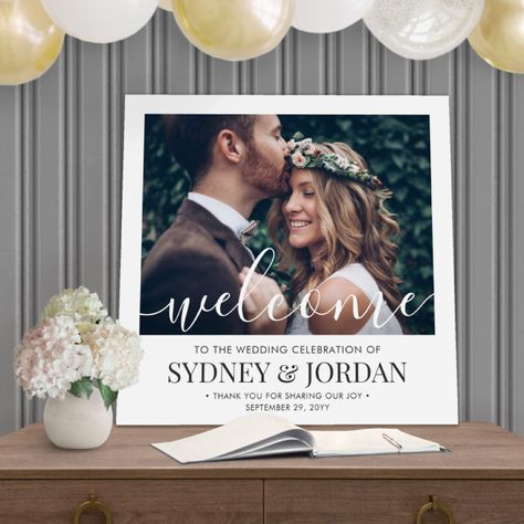 Wedding Welcome Elegant Calligraphy Square Photo Foam Board Welcome Wedding Board, Photo Wedding Sign, Reception Poster, Welcome Photos, Couple Engagement Pictures, Welcome Boards, Square Photo, Elegant Calligraphy, Engagement Party Decorations