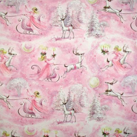 592b02c0e5a0a4a8d971a55a78281f67 Vintage Pink Christmas Wrapping Paper, Pink Christmas Wrapping, Pierrot Costume, Pink Christmas Cards, Pink Christmas Wrapping Paper, Xmas Vibes, Sugarplum Fairy, Vintage Pink Christmas, Reindeer Sleigh