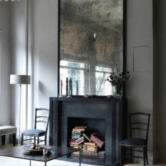 Large Over Mantle Antiqued Mirror Mirror Over Mantle, Mirror Over Fireplace, Over Mantle, Cozy Apartment Living Room, French Living Room Design, French Living Rooms, Mantle Mirror, The Mantle, Mirror On The Wall