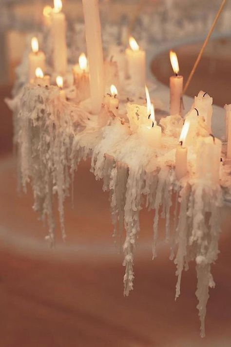 wedding ideas with candles hanging melted candles decor onestylishdayuk Candle In The Wind, Ivy House, Dripping Candles, Candle Aesthetic, Melting Candles, White Candles, Candle Lanterns, New Wall, Candle Wax