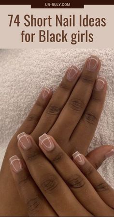 Short Acrylic Nails By Skin Tone Range, Natural Black Nail Designs, Simple Nail Design Square Nails, Gels On Natural Nails Short, Gel Nail Designs Short Nails Dark Skin, Short Professional Nails For Women, Short Acrylic Nails For Black Women, Short French Manicure Nail Designs, Short Nail Designs For Black Skin