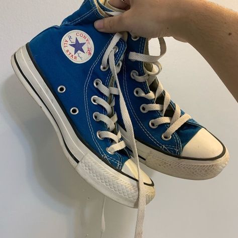 Blue High Tops, Blue Converse, Fresh Shoes, Hype Shoes, Shoe Inspo, Aesthetic Shoes, Swag Shoes, Pretty Shoes, Dream Shoes