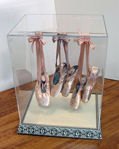 Swan Lake Nursery, Shoe Display Ideas, Lake Nursery, Brown Ballerina, Senior Table, Point Shoe, Ballet Swan Lake, Ballet Room, Custom Display Case