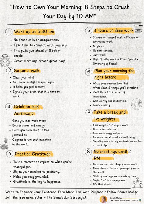 "How to Own Your Morning: 8 Steps to Crush Your Day by 10 AM" Productive Day In My Life, Financial Literacy Lessons, Daily Routine Planner, Self Help Skills, Plan Your Day, Self Care Bullet Journal, Personal Improvement, Books For Self Improvement, Study Help