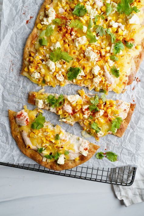 Mexican Flatbread Pizza Recipe - cookingwithcassandra.com Street Corn Sauce, Mexican Flatbread Pizza, Authentic Elote Recipe, Quick And Easy Flatbread Recipe, Corn Flatbread, Mexican Flatbread, Easy Mexican Street Corn, Corn Sauce, Flatbread Pizza Recipe