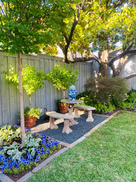 Outdoor Garden Sitting Area, Potted Boxwood, Tattoo Plant, Ranch Homes, Converted Garage, Sitting Areas, Yard Fence, Backyard Designs, Front Yard Garden Design