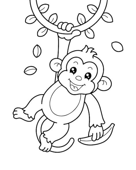 Jungle Coloring Sheets, Coloring Book Animals, Monkey Coloring Pages Free Printable, Safari Drawing, Safari Coloring Pages, Jungle Coloring Pages, Zoo Coloring Pages, Monkey Coloring Pages, Colors For Toddlers