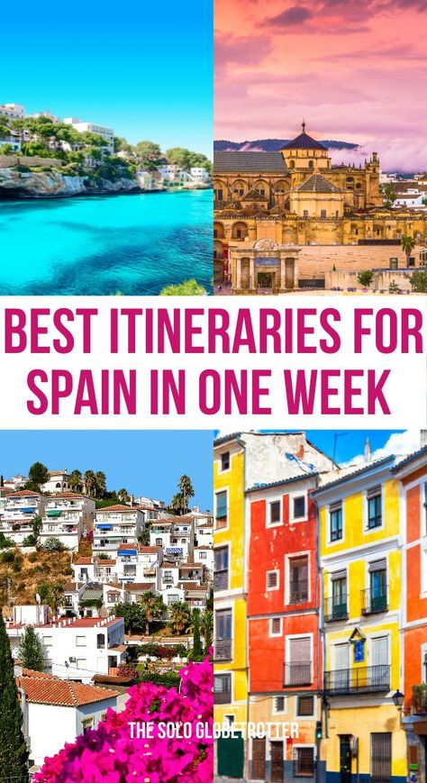 How to Explore Spain in a Week – Best Possible Itineraries(+tips). If you are contemplating what to do in Spain in a Week, you have come to the right place – In this comprehensive post, I will share five different options for planning an incredible one week in Spain. One Week In Madrid, 7 Days In Spain Itinerary, Spain In The Summer, Spain Itinerary One Week, Best Places In Spain, What To Wear In Spain In May, Where To Go In Spain, What To Do In Spain, Spain Trip Itinerary