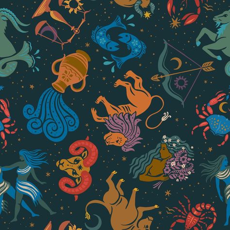 My NEWEST - Zodiac Astrology - on fabric, bedding and wallpaper @spoonflower. Now I’m working on patterns for each of the twelve signs of the Zodiac. Stay tuned! For now you can shop this Zodiac design: https://www.spoonflower.com/en/collections/897992-zodiac-by-amysuther #zodiacfabric #zodiacpattern #astrologyart #signsofthezodiac #horoscopewallpaper #astrologicalsigns #astrologyillustrations #amysutherdesign Zodiac Illustration Art, Zodiac Pattern, Zodiac Illustration, Signs Of The Zodiac, Zodiac Designs, Astrology Art, Zodiac Astrology, Stay Tuned, Wallpaper Spoonflower