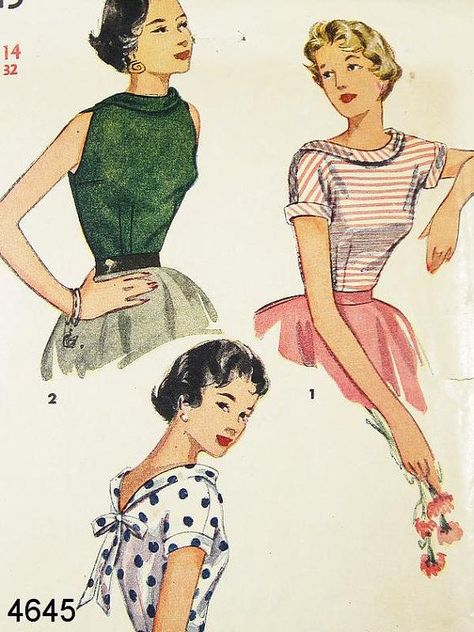 50s Blouse, Vintage Blouse Pattern, 1950s Blouse, Formal Blouses, Patron Vintage, Blouses Vintage, Victorian Blouse, Fitted Blouse, Design Moda