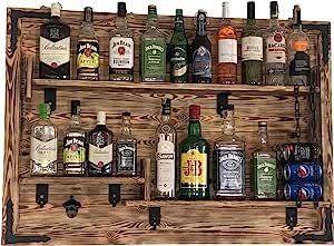 Whisky Regal, J&b Whisky, Wall Hanging Wine Rack, Apple Bourbon, Jack Daniel's Tennessee Whiskey, Liquor Bar, Bar Shelf, Brown Bottles, Metal Bottles