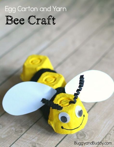 Egg Carton Bee, Diy – Velikonoce, Bee Craft, Bee Crafts For Kids, Bumble Bee Art, Insect Crafts, Egg Carton Crafts, Spring Crafts For Kids, Bee Crafts