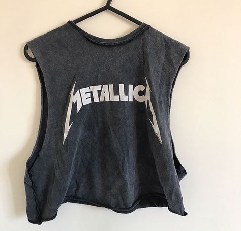 Metallica Tank Top, Metallica Crop Top, Metallica Clothes, Metalica Shirt, Metallica Shirt Outfit, Metallica Outfit, Lightning Clothes, Metallica Shirts, Band Shirt Outfits