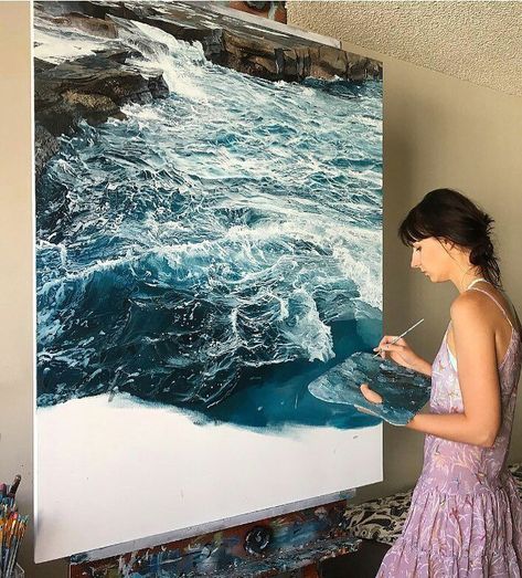 Art Mini Toile, Gesture Drawing, Arte Sketchbook, Arte Inspo, Baymax, Ocean Painting, Mini Canvas Art, Ocean Art, Large Painting