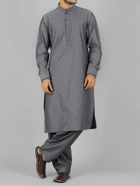 trendy gray best pakistani men kurta shalwar kameez designs 2017 with same shlawar Pakistani Mens Shalwar Kameez, Eid Namaz, Amir Adnan, Buddhist Clothing, Gray Things, Kameez Design, Shalwar Kameez Designs, Pakistani Men, Light Dresses