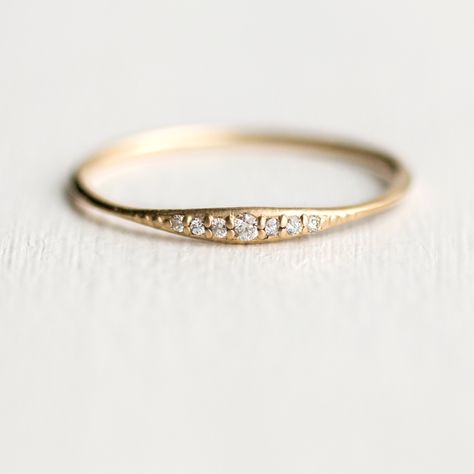 Delicate Diamond Line Band | Melanie Casey Jewelry Simple Ring Settings, Fine Rings Simple, Handmade Wedding Ring, Nontraditional Wedding Rings, Simple Engagement Rings Vintage, Delicate Diamond Rings, Minimal Wedding Rings, Small Diamond Ring, Dainty Gold Band