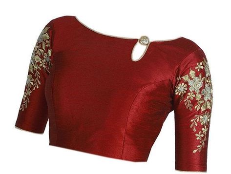 Simple Elegant Blouse, Velvet Sari, Bride Saree, Boat Neck Blouse Design, Blouse Designs High Neck, Raw Art, Stitched Saree, Saree Blouse Neck Designs, Blouse Back Neck Designs