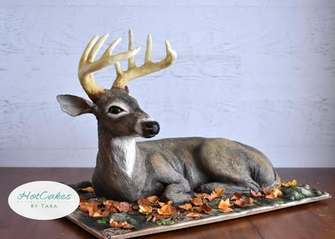 Sculpted Deer Cake - cake by HotCakes by Tara - CakesDecor November Deserts, Midwest Food, Tort Special, Recipe For Chocolate Cake, Cake Carving, Olive Cake, Cake Challenge, Camo Cake, Carved Cakes